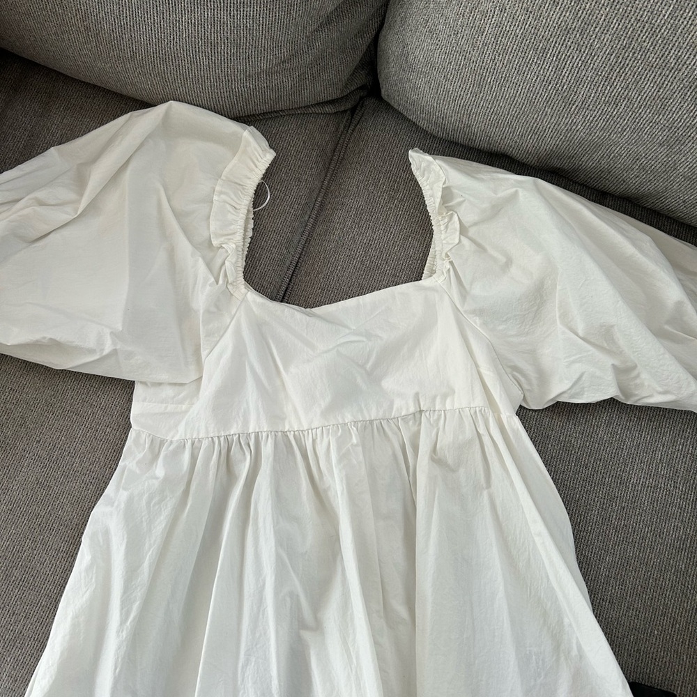 White Puff Sleeve Dress